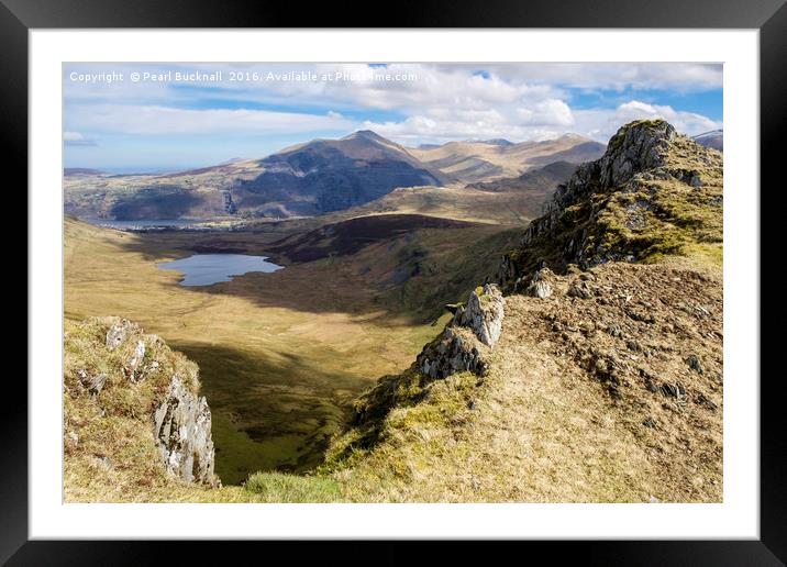 Snowdonia mountain landscape Wales Framed Mounted Print by Pearl Bucknall
