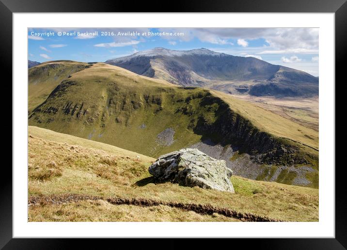 Snowdon mountain range in Snowdonia Wales Framed Mounted Print by Pearl Bucknall