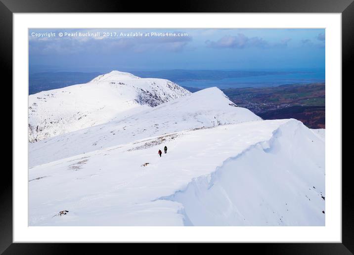 Winter Snow on Y Garn, Snowdonia Framed Mounted Print by Pearl Bucknall