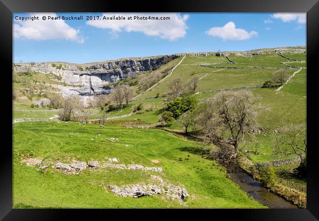 Malham Cove and Malham Beck Yorkshire Dales Framed Print by Pearl Bucknall