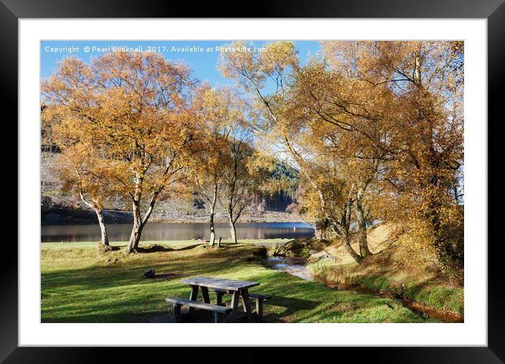 Llyn Geirionydd in Autumn Framed Mounted Print by Pearl Bucknall