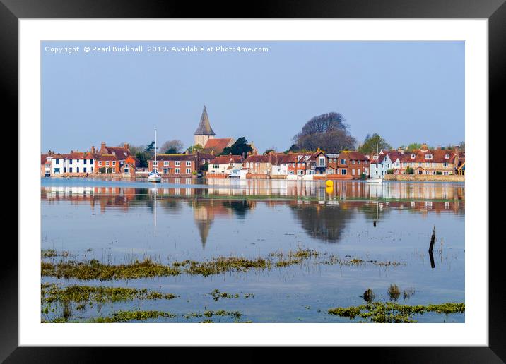 Picturesque Bosham Village Reflected Framed Mounted Print by Pearl Bucknall