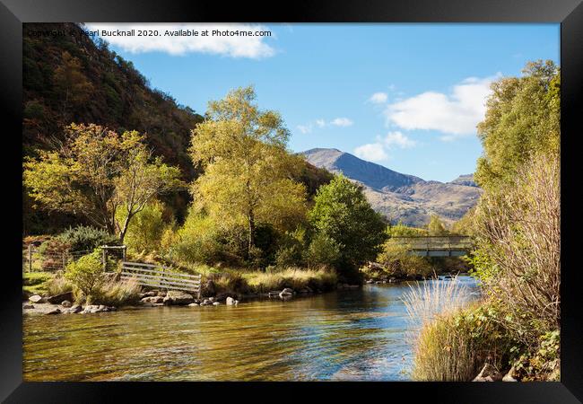 Llyn Dinas Outflow Afon Glaslyn River Framed Print by Pearl Bucknall