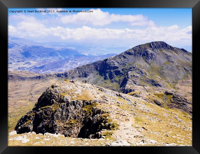 Yr Aran from Snowdon South Ridge  Framed Print by Pearl Bucknall