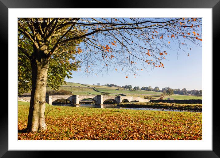 Burnsall in Autumn Yorkshire Dales Framed Mounted Print by Pearl Bucknall