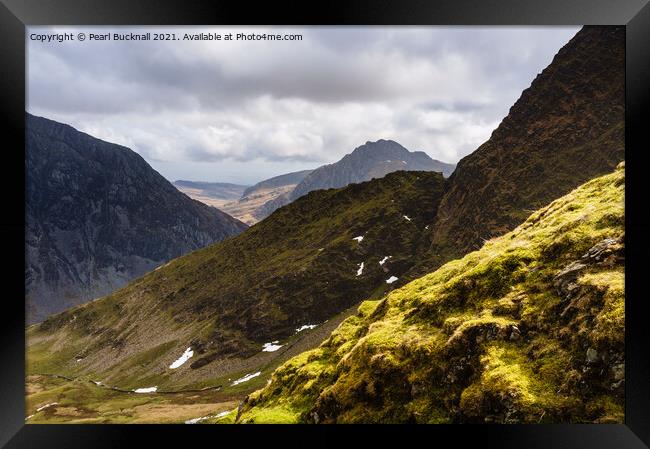 View from Foel Goch Mountainside Snowdonia Framed Print by Pearl Bucknall