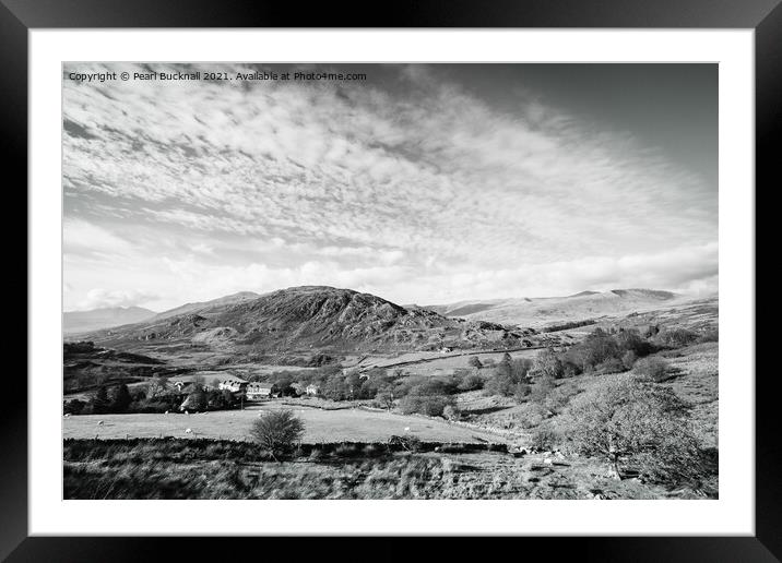 Capel Curig in the Hills of Snowdonia Mono Framed Mounted Print by Pearl Bucknall