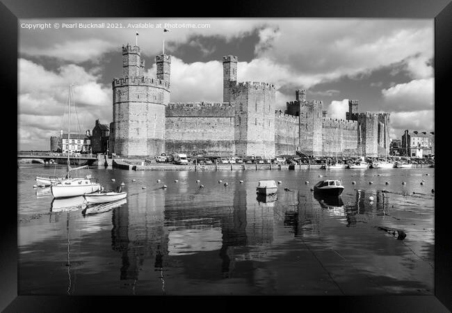 Caernarfon Castle across Afon Seiont  Framed Print by Pearl Bucknall