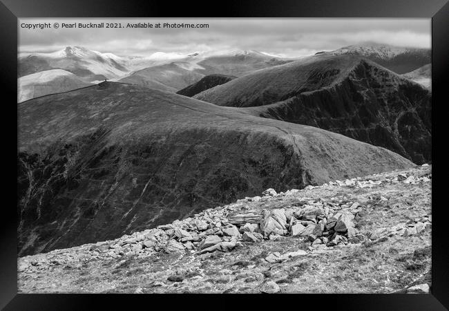 Nantlle Ridge Mountains in Snowdonia Framed Print by Pearl Bucknall