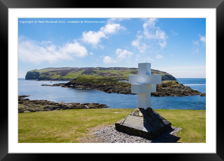 Thousla Cross and Calf of Man Framed Mounted Print by Pearl Bucknall