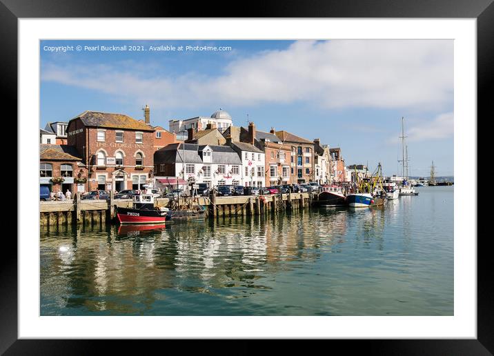 Custom House Quay in Weymouth Harbour Framed Mounted Print by Pearl Bucknall