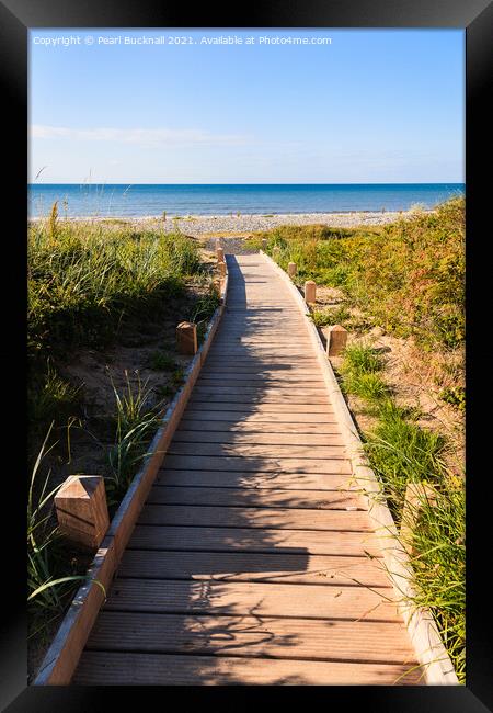 Pathway to a beach Framed Print by Pearl Bucknall