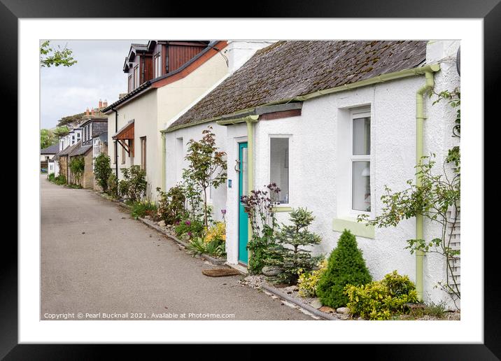 Dornoch Cottages Sutherland Scotland Framed Mounted Print by Pearl Bucknall