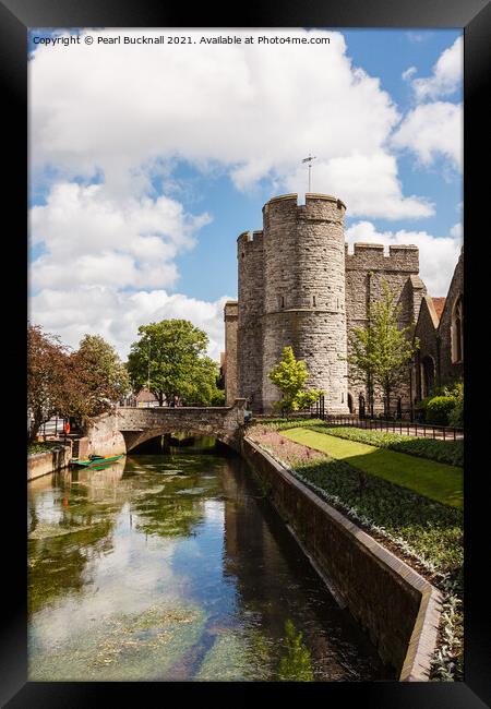 River Stour and West Gate in Canterbury Framed Print by Pearl Bucknall