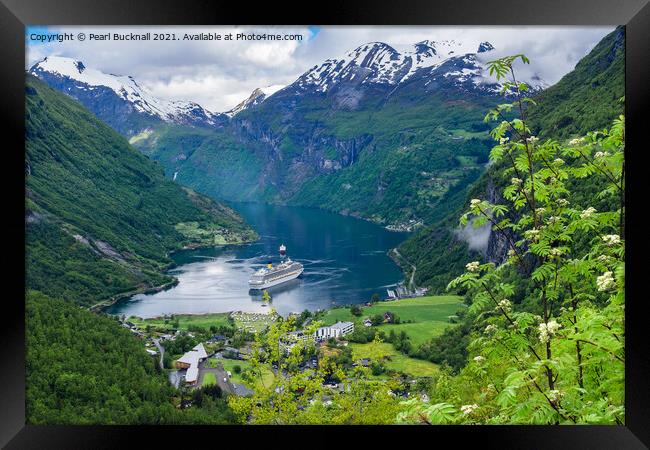 Geiranger Fjord Cruise Destination Norway Framed Print by Pearl Bucknall