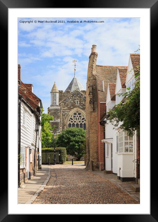 Quaint Cobbled Street in Rye East Sussex Framed Mounted Print by Pearl Bucknall