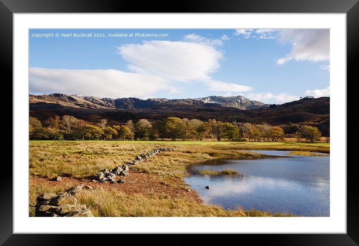 Cnicht across Llyn Dinas Lake in Autumn Snowdonia Framed Mounted Print by Pearl Bucknall