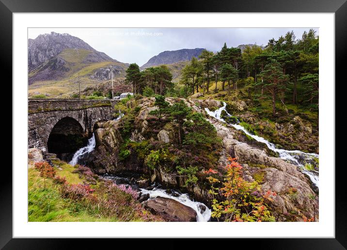 Afon Ogwen Waterfall Snowdonia Wales Framed Mounted Print by Pearl Bucknall