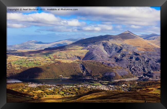 Llanberis and Elidir Fawr Slate Quarry Wales Framed Print by Pearl Bucknall