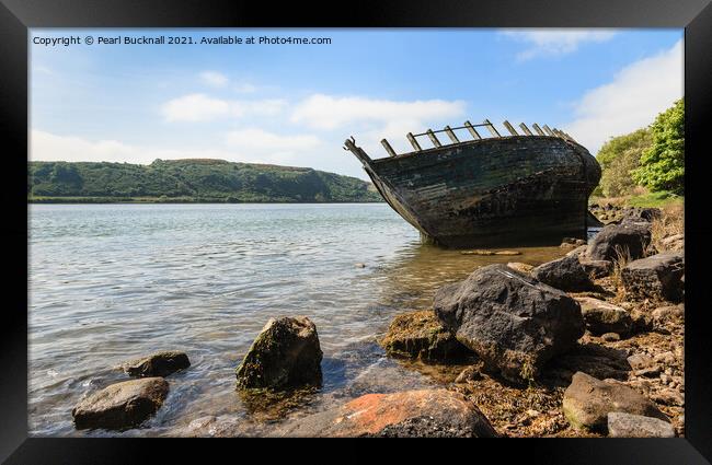 Traeth Dulas Shipwreck Anglesey Wales Framed Print by Pearl Bucknall