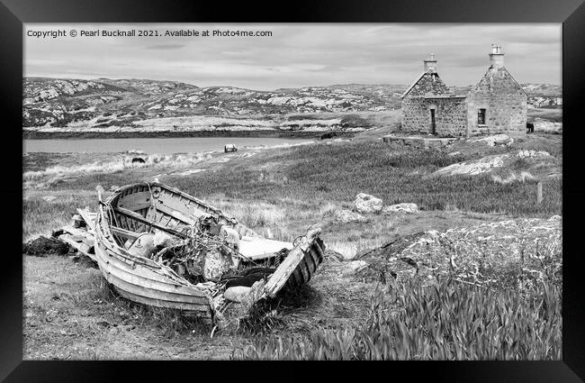 Abandoned on South Uist Scotland Black and White Framed Print by Pearl Bucknall