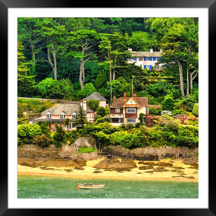 Beach Houses and Boat Framed Mounted Print by Bernd Tschakert