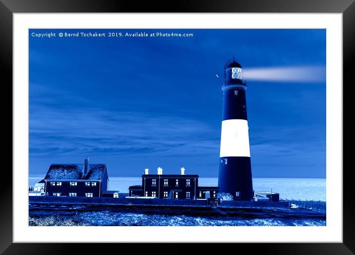 Portland Bill Lighthouse, night effect, England Framed Mounted Print by Bernd Tschakert