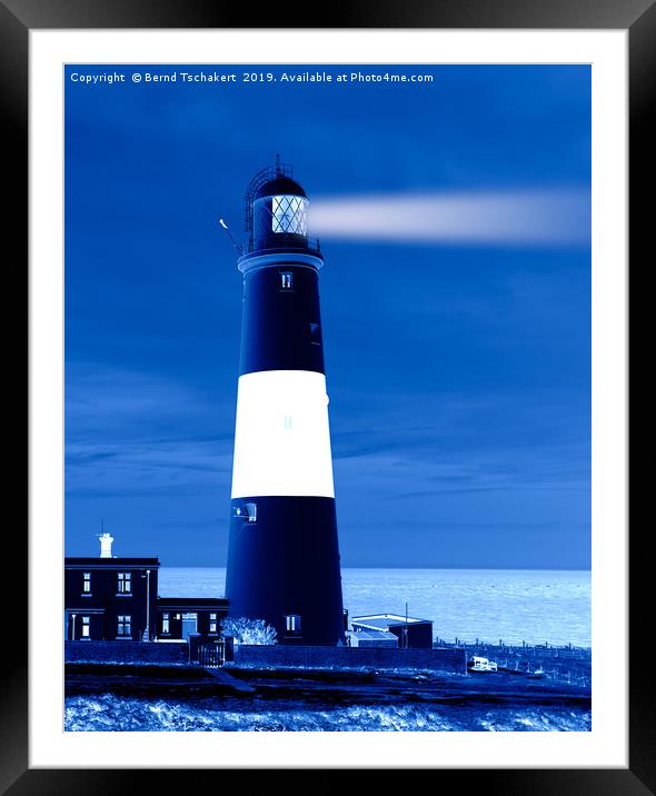 Portland Bill Lighthouse, night effect, England Framed Mounted Print by Bernd Tschakert