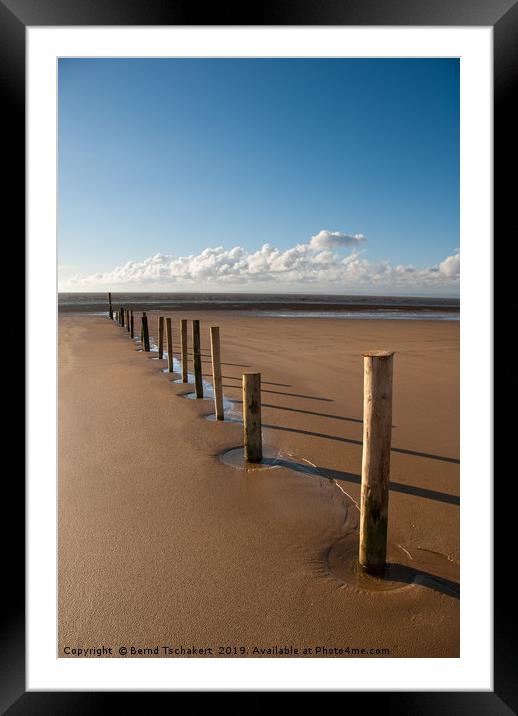 Beach and Groynes, Weston Super Mare, England Framed Mounted Print by Bernd Tschakert