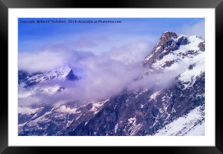 Cloudy Tennen mountains in Winter, Austria Framed Mounted Print by Bernd Tschakert