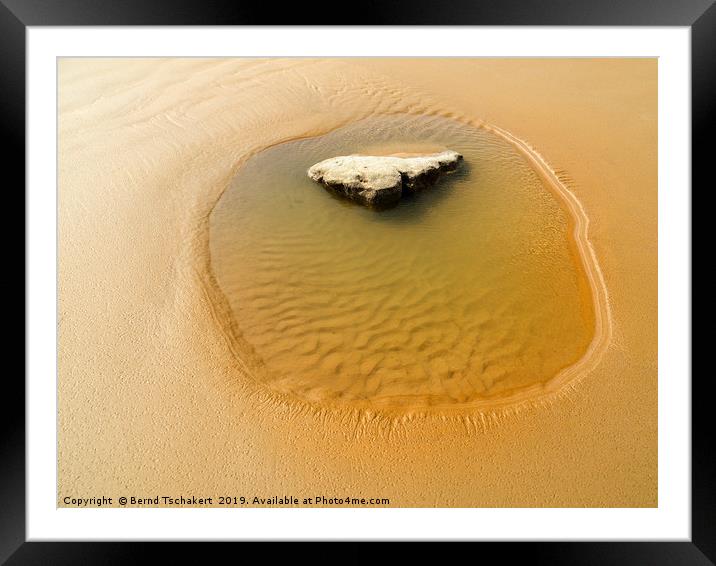 Beach rock puddle, Wales, UK Framed Mounted Print by Bernd Tschakert