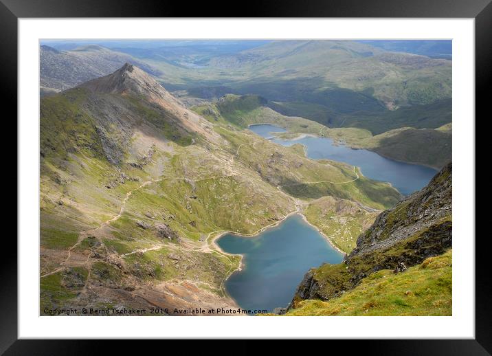 View from Snowdon before summit, Snowdonia, UK Framed Mounted Print by Bernd Tschakert