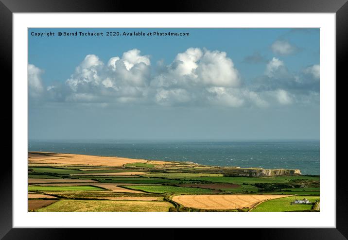 Fields and Pastures, Rhossili Coast, Gower, Wales Framed Mounted Print by Bernd Tschakert