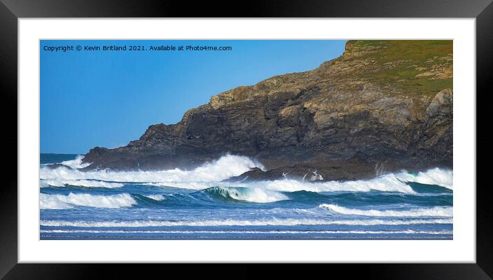 rough sea cornwall Framed Mounted Print by Kevin Britland