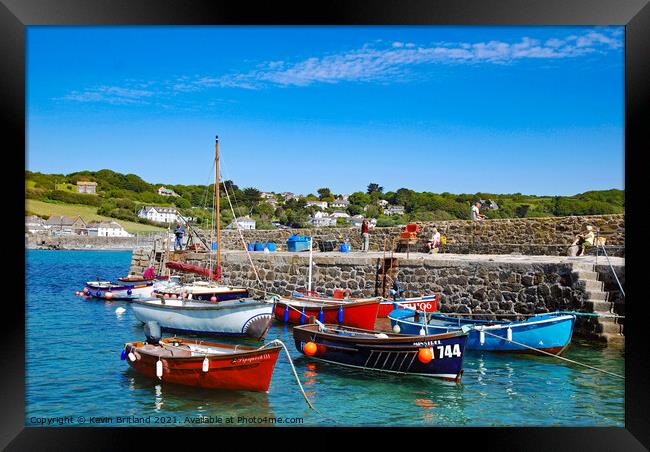 coverack harbour cornwall Framed Print by Kevin Britland
