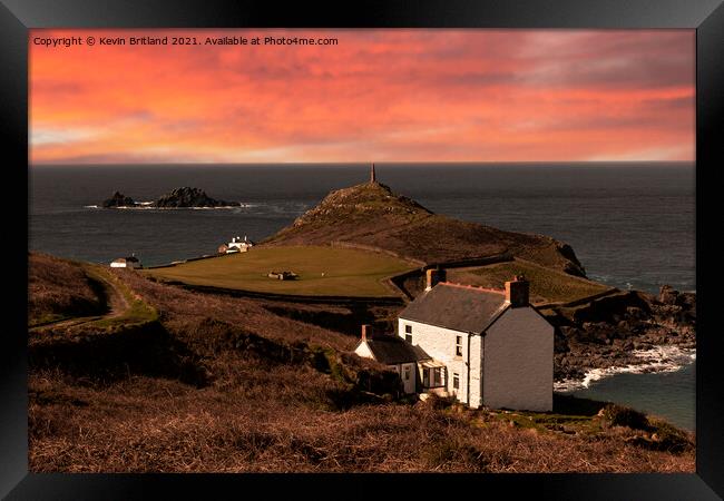 Sunset at cape cornwall Framed Print by Kevin Britland