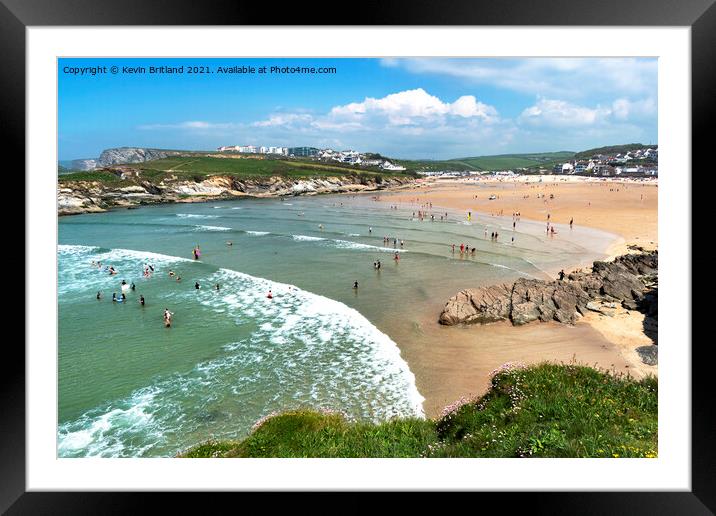 Porth beach newquay Framed Mounted Print by Kevin Britland