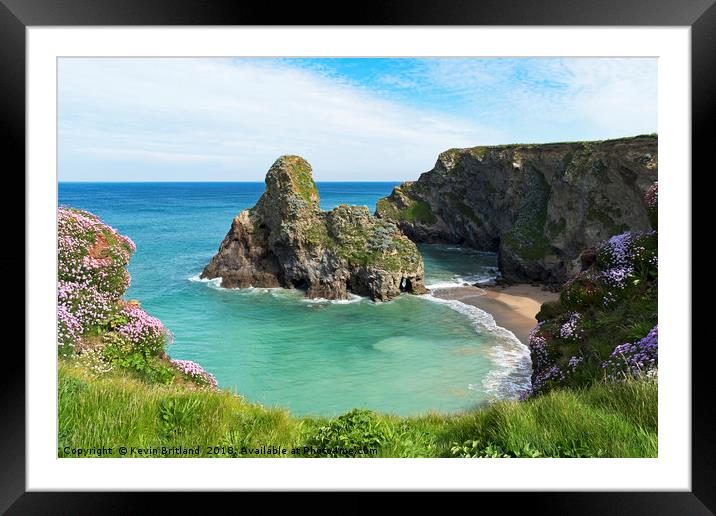 whipsiderry beach newquay cornwall Framed Mounted Print by Kevin Britland