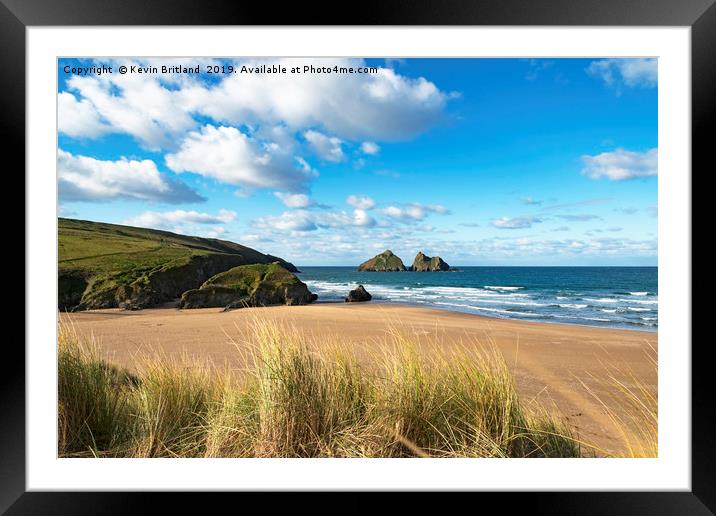 holywell bay cornwall Framed Mounted Print by Kevin Britland