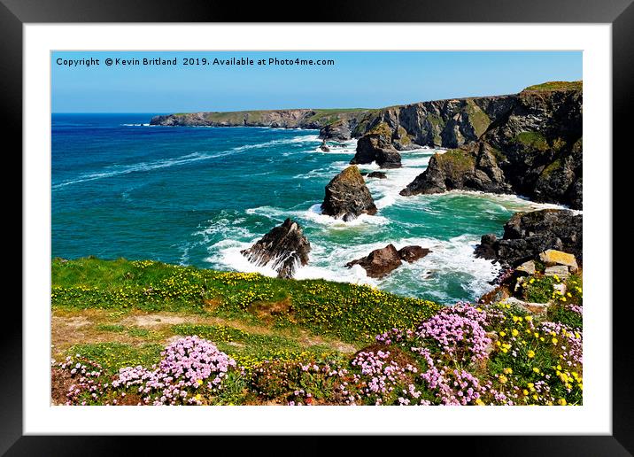 bedruthan steps cornwall Framed Mounted Print by Kevin Britland