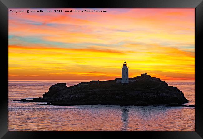 godrevy lighthouse sunset Framed Print by Kevin Britland