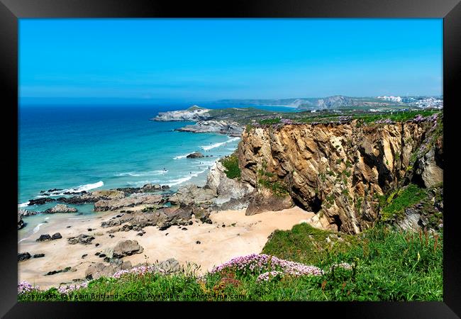 The rugged north coast near newquay in Cornwall Framed Print by Kevin Britland