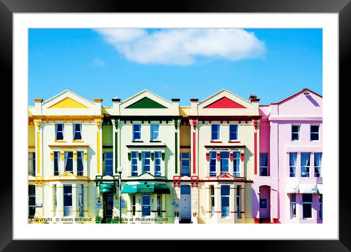 brightly coloured painted hotels in paignton, devo Framed Mounted Print by Kevin Britland