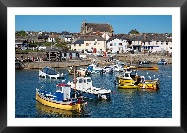 porthleven harbour cornwall Framed Mounted Print by Kevin Britland
