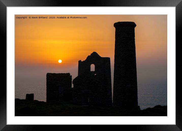 tin mine sunset cornwall Framed Mounted Print by Kevin Britland