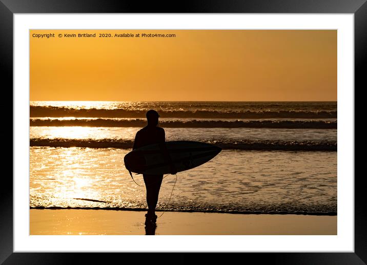 surfing fistral beach newquay Framed Mounted Print by Kevin Britland