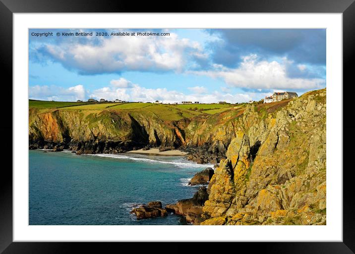 housel bay cornwall Framed Mounted Print by Kevin Britland