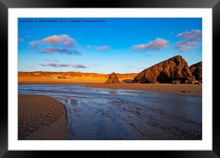 holywell bay cornwall Framed Mounted Print by Kevin Britland