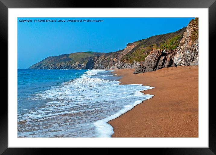 porthbeor beach cornwall Framed Mounted Print by Kevin Britland