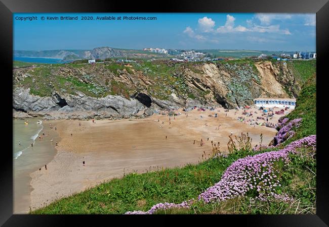 Lusty Glaze beach Newquay  Framed Print by Kevin Britland